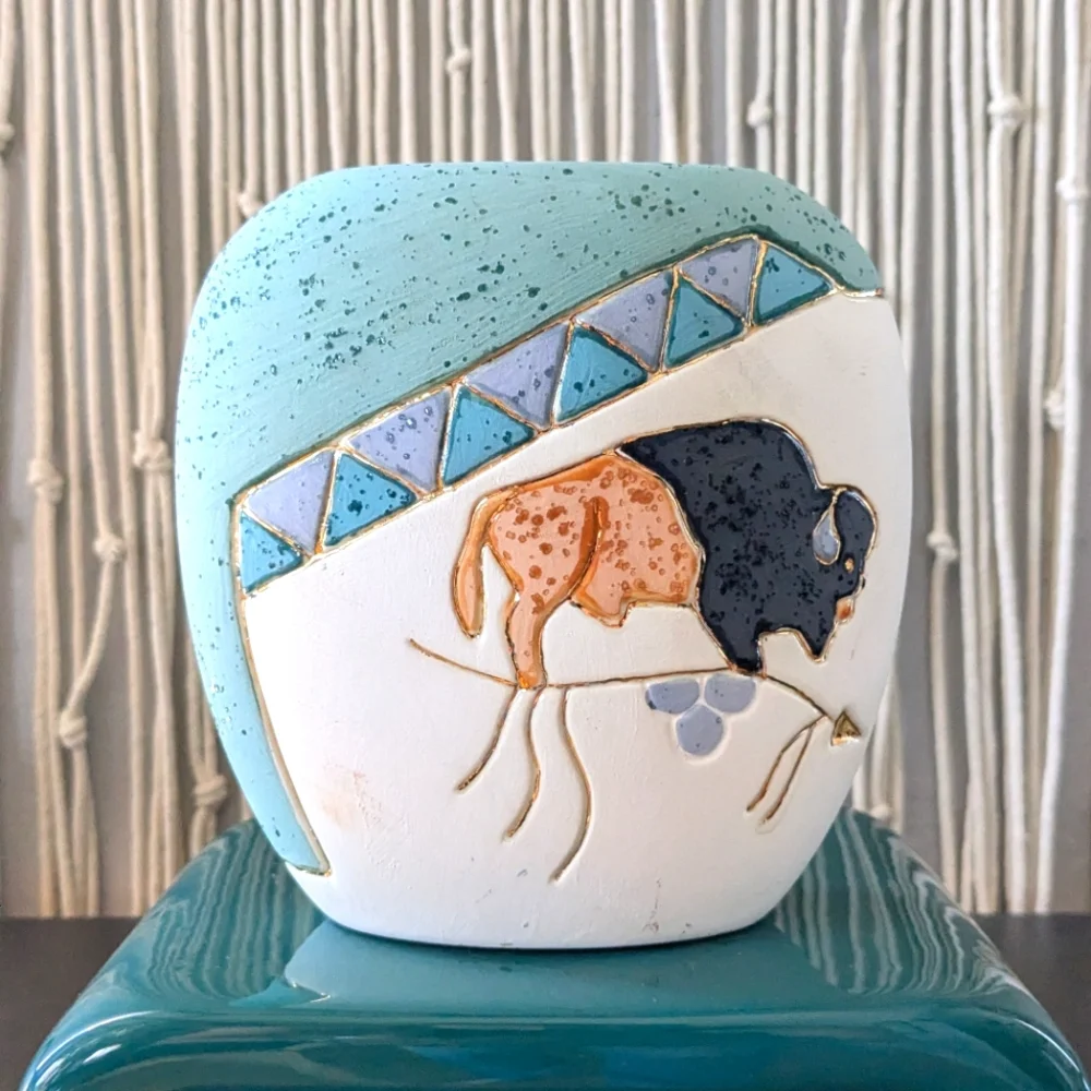 Southwestern ceramic buffalo vase